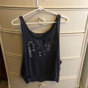V.S pink gray tank top with sparkles on back
